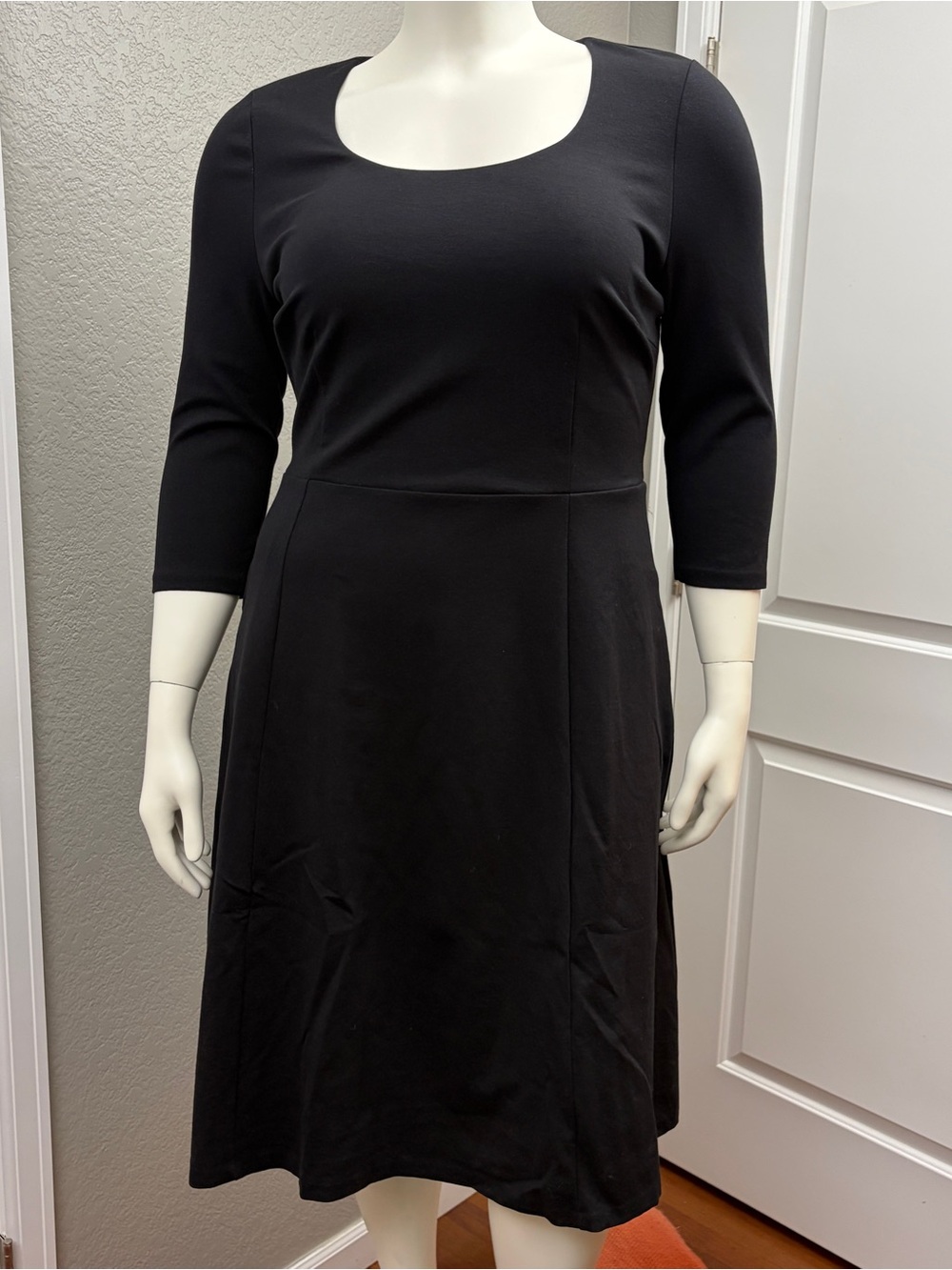 Boden Black/Navy Scoop Neck Long Sleeve Dress - Size 16 Long - Picture 2 of 9